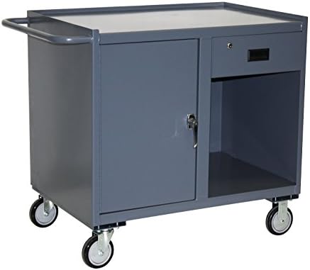 Jamco Products Inc JE136-U5-GP Mobile Cabinet with One Drawer &amp; One Door 18 x 36, with 5 inch x 1 4 inch Urethane Casters, Two Rigid, Two Swivel, Powder Coated Gray,