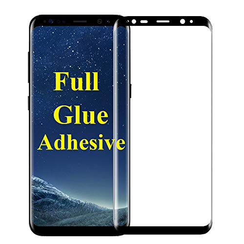 【Full Adhesive】 S8 Screen Protector Compatible with Samsung Galaxy s8 Tempered Glass 3D Curved Full Glue Coverage【9H Hardness】【Anti Scratch】【Bubble Free】(Black)