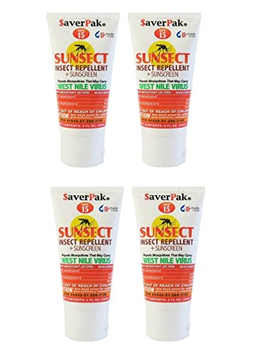 $averPak 4 Pack - DEET Based SunSect Insect Repellent and Sunscreen Lotion 2oz Tube