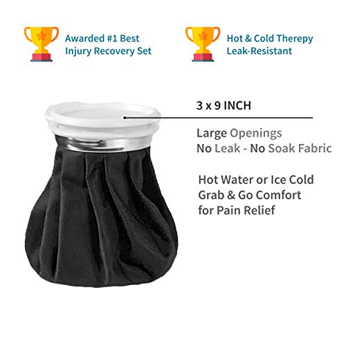 3 Reusable No Leak Hot & Cold Pack/Ice Bag/Ice Pack Cold Compress | Hot & Cold Therapy for Injuries First Aid | Re-useable and Waterproof with Spill-Proof caps | Durable & Anti-Leaking - 9" Inch