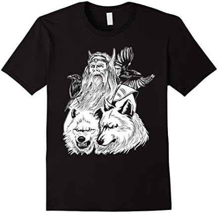Mens odin wolves with ravens t-shirt 2XL Black