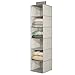 mDesign Chevron Fabric Hanging Closet Storage Organizer, for Clothing, Sweaters, Shoes, Accessories - 6 Shelves, Taupe/Natural