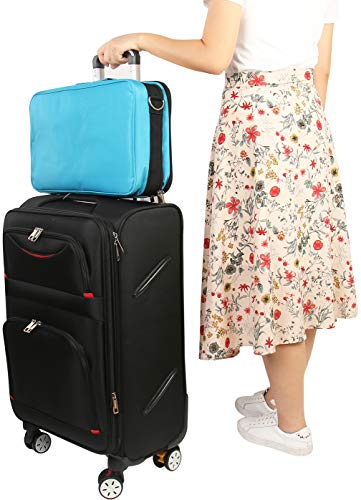 Giant 124 Essential Oils Train Case for 5ml, 10ml and 15ml Bottles - Shoulder Style Soft Case with Tall Plush Black Felt Inlay EVA Insert, Premium Metal Connectors and Double Zippers (Caribbean Blue)