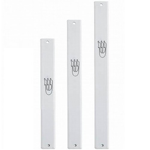 White Aluminum Mezuzah Holder with Stick-On Back For 10 cm Scroll
