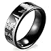 SHARDON Men's 8mm Black Tungsten Ring with Engraved Wolves in Forest