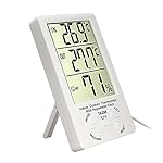 Digital LCD Indoor Outdoor Thermometer Hygrometer Humidity Meter with Clock