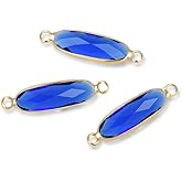 10pcs Adabele Grade A September Sapphire Blue Birthstone Connector Link 21mm Rectangle Bar 18K Yellow Gold Plated Crystal Rhinestone Bead for DIY Craft Jewelry Making CCP9-G9