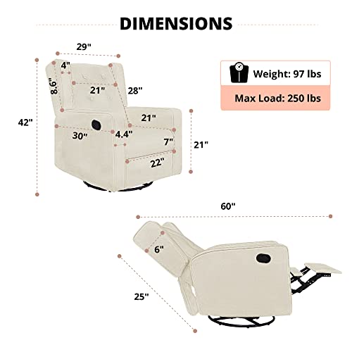 Naomi Home Odelia Swivel Glider Recliner Rocker, Nursery Glider