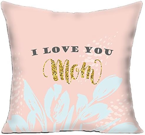 KITCHOR Custom Happy Mothers Day Lettering Greeting Cards with Flowers Zippered Cushion Cases Throw Pillow Cover 16x16 Twin Sides