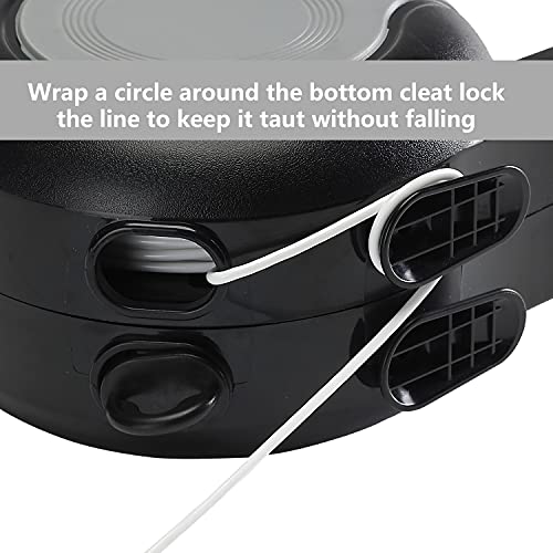 EcoBam Retractable Reel Washing Lines, Wall Mounted Laundry Drying Double Clothes Line, Heavy Duty Dual Clothesline Dryer Indoor Outdoor, 30m (2 x 15m), Black, PVC Wire