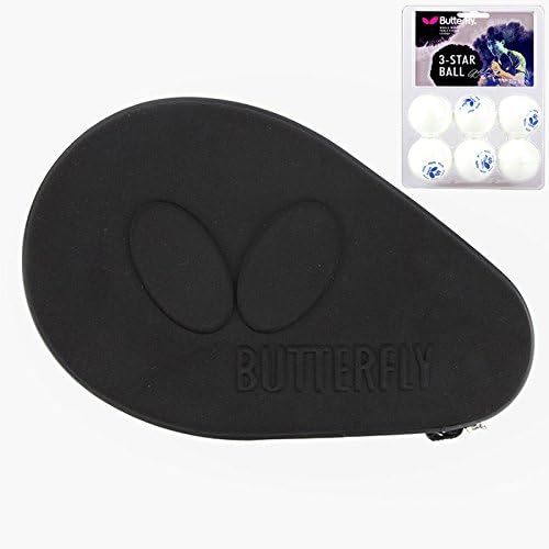 Butterfly NL Hard Full Table Tennis Racket Ping Pong Case Bags &amp; 3-Star Ball Set (New Black)