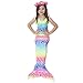 GALLDEALS 4pcs Swimmable Mermaid Tail for Kids Girls Princess Bikini Set Swimsuit Swimwear, 3-12Years