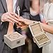 senover Wooden Mr Mrs Wedding Ring Box Wedding Ring Bearer Box Ring Bearer Pillow Shabby Chic Ring Box for Engagement Anniversary Valentine's Day Decorative Jewelry Box Favor Gift