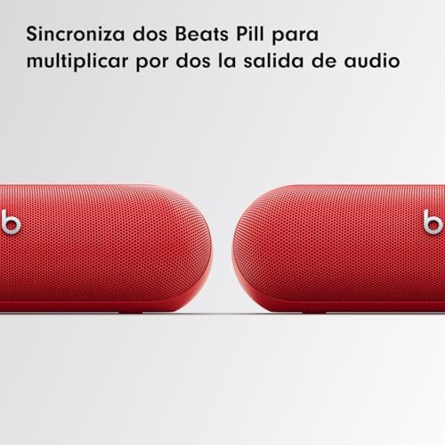 Pill - Altavoz Bluetooth inalámbrico y Cargador portátil Mediante USB-C, hasta 24 Horas de autonomía, Resistencia al Agua IP67, Compatible con Apple y Android, micrófono Integrado – Rojo Fuego