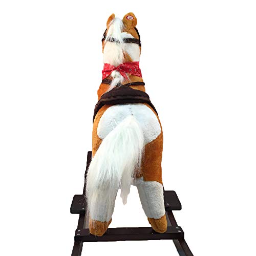Happy Walk Plush Toy Rocking Horse Pony with Realistic Sounds Cowboy Rocking Horse for Age 3-8