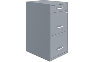 Hirsh Industries Space Solutions 18 inch 3 Drawer Metal File Cabinet with Pencil Drawer Gray