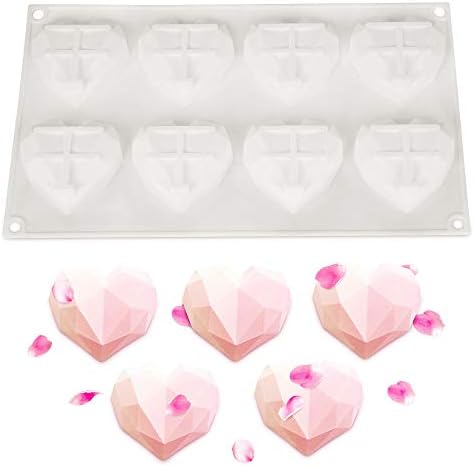 Diamond Small Heart Silicone Mousse Mold DIY 3D Baking Pan Mold Cake Decorating for Mousse,Chocolate Brownie,Jelly,Soap,Chiffon,Cheesecake,Fondant