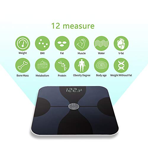 Bathroom Smart Scale Analyzer, Fat Scale Digital Bathroom Weighing - Wireless Smart Body Scale Composition Monitor Compatible Weight, Fat, Water, BMI, BMR, Muscle Mass with App Tracker (Wineglass)