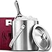 FineDine Brushed Stainless Steel Double-Walled Ice Bucket with Lid, Compact Heavy-Duty Metal Ice Bucket with Handle and Wide Tapered Scoop for Half Gallon of Ice and Chilling Wine and Liquor Bottles.