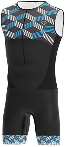 Hera International MEN'S TRIATHLON SUIT, SLEEVELESS TRI SUIT, SWIMMING CYCLING RUNNING SKINSUIT