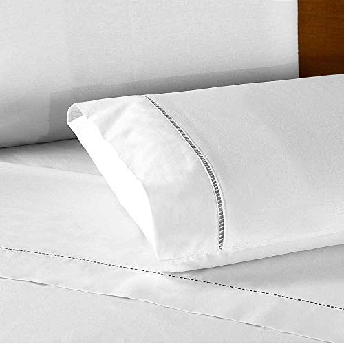 Jogo de Cama Queen Percal 400 Fios Ponto Palito 04 Peças, Antiácaro, Anti-pilling com Toque Macio - Branco