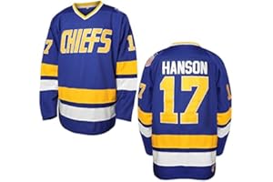 Hanson Brothers 16 Charlestown Chiefs 17 Jeff Slap Shot 18 Movie Hockey Jersey Blue White S-3XL