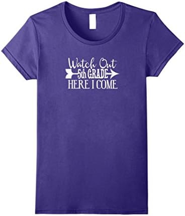 Womens Watch Out Fifth 5th Grade Here I Come Tshirt First Day Large Purple