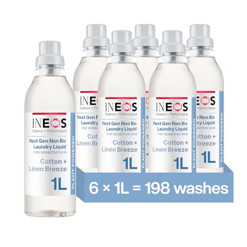 INEOS Non Bio Laundry Detergent, Cotton + Linen Breeze 6 x 1L, 198 Washes