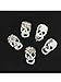 Vip Beauty Shop Sellingpillar 10pcs Silver Skull Alloy 3d Ab Rhinestone Crystal Nail Art Tips Slice Decoration