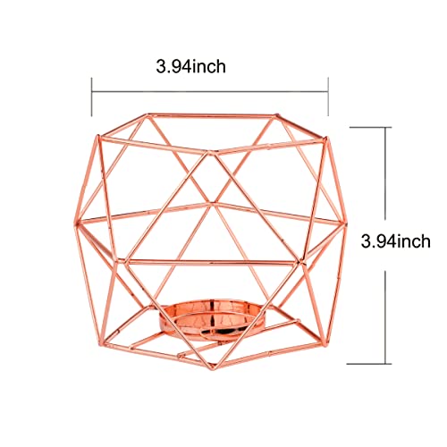 Rose Gold Geometric Candle Holder, Tealight Candlestick Candle Holders Votive Candle Stand for Tables Centerpieces, Wedding Decor, Home Decoration