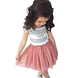 EFINNY Baby Girl Clothes Striped Tulle Skirt Sundress Short Sleeve Tutu Dress