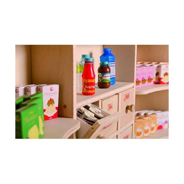 roba Kaufladen, großer Kinder Kaufmannsladen Holz natur, Verkaufsstand 6 Schubladen, Theke & Seitentheke – Bild 3