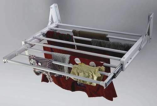 Meded Ocean Collapsible/Folding Wall Mount Clothes Drying Rack, White (Folded 44.5 X 78.7cm & Expanded to 86.4 X 78.7 cm)