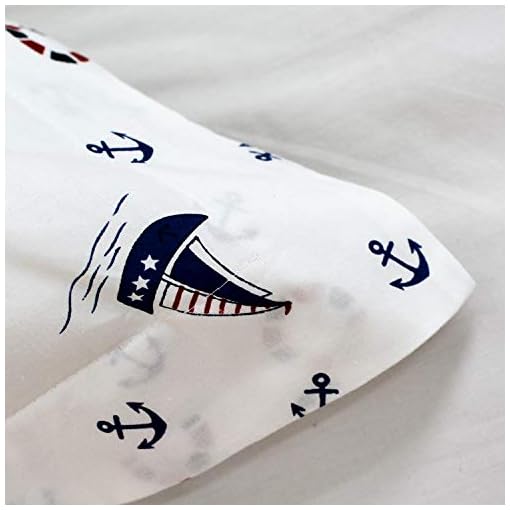 Brandream White Nautical Pillow Cases Set of 2 Standard Size 100 Cotton Pillow Shams Anchors