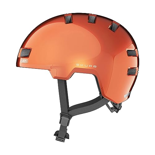 ABUS Stadthelm Skurb - Robuster Fahrradhelm für den Alltag, beim Skaten, BMX-Fahren oder Longboarden - Orange, Größe M