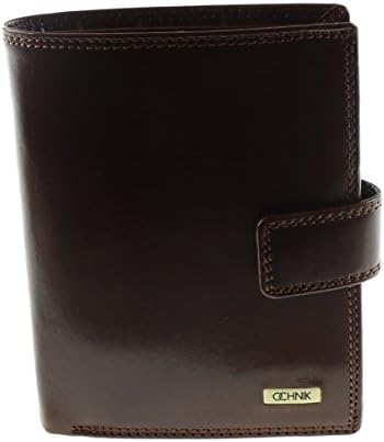 Men's Genuine Leather Tri-fold Wallet with 3 ID Card Pockets and Snap Closure