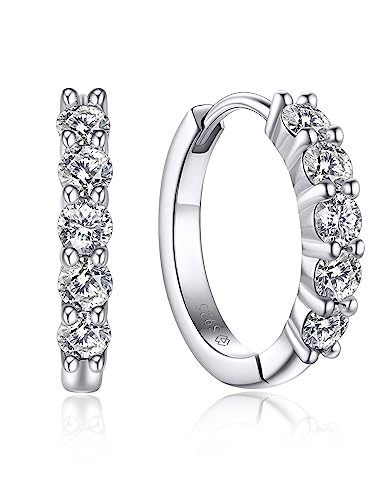 MomentWish Hoop Earrings with Pendant, 2 Carat Moissanite Earrings 925 Silver Romantic Gift for Women Her