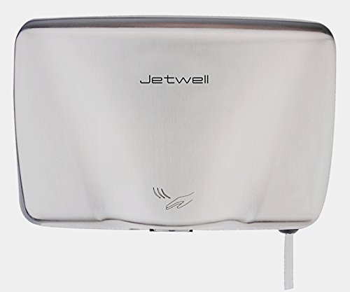 Jetwell (2 Pack) High Speed Commercial Automatic Hand Dryer - Heavy Duty Stainless Steel - Hot Air Hand Blower (Polished Stainless Steel)