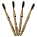 Bamboo Toothbrush Biodegradable Toothbrush with Charcoal Infused and Medium Bristles (4 pack)