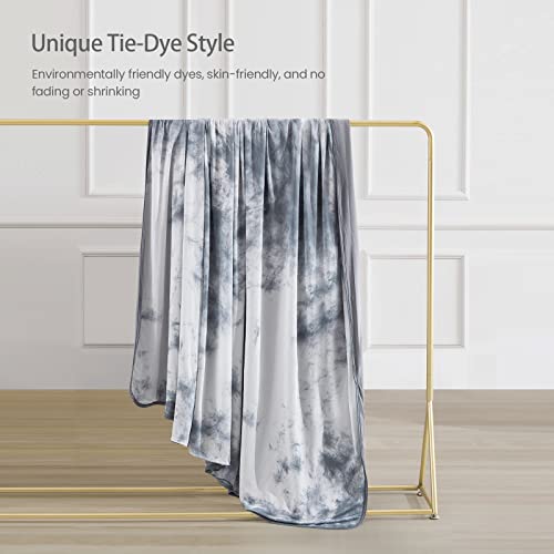 Elegear Cooling Summer Blanket, Cooling Fibres ARC-Chill 3.0 Q-MAX>0.5 Double-Sided Self-Cooling Summer Blanket for Better Sleep, Breathable And Lightness, 200×220cm, Tie Dye Grey