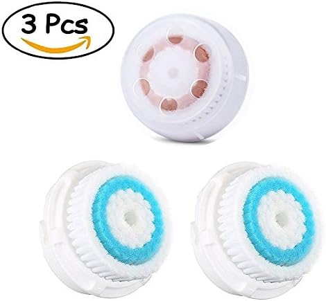 Facial cleansing Brush head Replacement,fits Mia, Mia2, Mia3 (Aria), SMART Profile, Alpha Fit, Pro, Plus and Radiance Cleansing Systems (3 Pack)