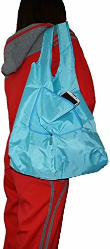 Lifelj Reusable Grocery Shopping Bag Tote Bag Folding Travel Recycle Bag Ripstop Nylon Tote Bag Foldable Integrated Pouch (blue)