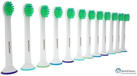 SoniCleanPlus Premium Replacement Toothbrush Heads for Philips Sonicare Compact ProResults (12) fit Essence+, Plaque Control, Gum Health, Diamond Clean Healthy White and Easy Clean
