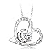 T400 Sterling Silver Birthstone Heart Necklace I Love You to the Moon and Back Jewelry Birthday Gift for Women