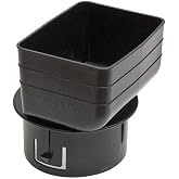 Downspout to Drain Pipe Tile Adapter (Black) 3 inch x 4 inch downspout to 4 inch Round Drain Pipe