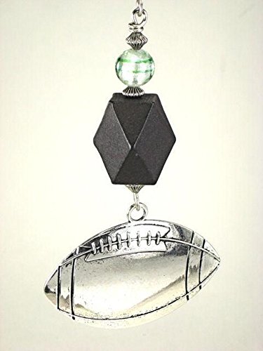 Large Silvery Football with Black Faceted Wood and Glass Sports Ceiling Fan Pull Chain