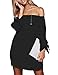Just Quella Women's Off Shoulder Loose Long Shirt Blouse 8650 (M, Black)