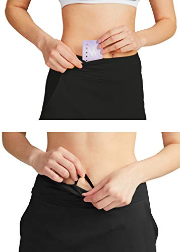 Cityoung Women's Golf Pleated Flat Skort with Pockets M,Black-a - Thumbnail 7