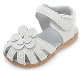 Femizee Girls Genuine Leather Soft Closed Toe Princess Flat Shoes Summer Sandals(Toddler/Little Kid)