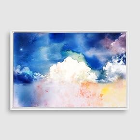 Framed Watercolor Cloud Home Artwork for Living Room Bedroom